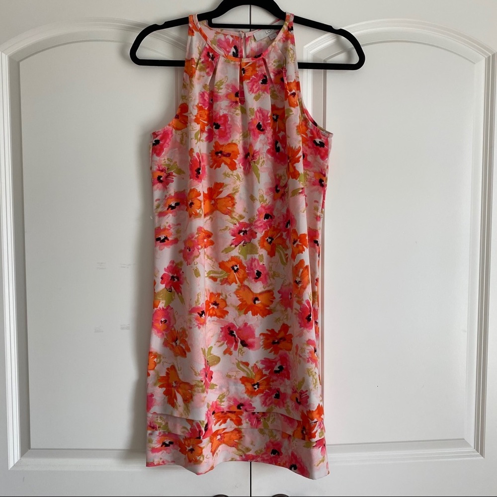 LOFT Shift Dress- Pink and Orange Floral